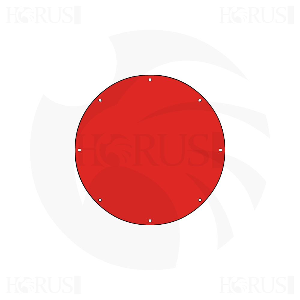 Bâche plate ronde en Membrane PVC 670gr/m² Rouge RAL 3002 d'une diamètre de 3m